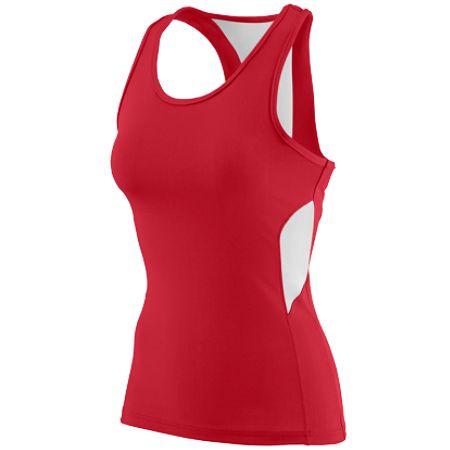 Picture of Augusta 1282A Ladies Inspiration Jersey- Red- White - Large