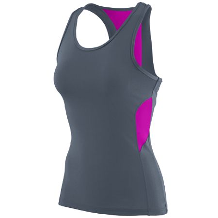 Picture of Augusta 1282A Ladies Inspiration Jersey- Graphite- Power Pink - Extra Large