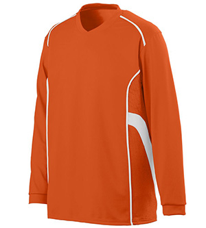Picture of Augusta 1086A Youth Winning Streak Long Sleeve Jersey - Orange & White&#44; Small