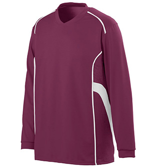 Picture of Augusta 1086A Youth Winning Streak Long Sleeve Jersey - Maroon & White&#44; Small