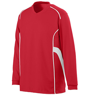 Picture of Augusta 1086A Youth Winning Streak Long Sleeve Jersey - Red & White&#44; Small