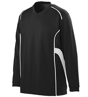 Picture of Augusta 1086A Youth Winning Streak Long Sleeve Jersey - Black & White&#44; Small