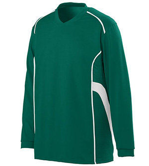 Picture of Augusta 1086A Youth Winning Streak Long Sleeve Jersey - Dark Green & White&#44; Small