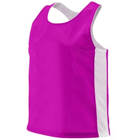 Picture of Augusta 968A Ladies Reversible Tricot Mesh Lacrosse Tank- Power Pink-White - Small-Medium