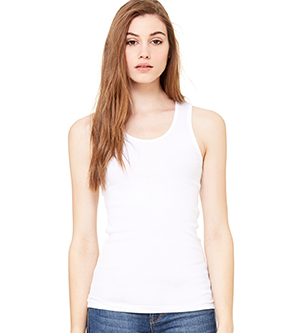 Picture of Bella-Canvas B1080 Womens Baby Rib Tank - White- Extra Large