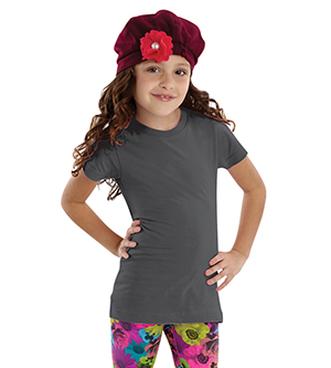 Picture of LAT Sportswear 2616 Girls Fine Jersey Longer Length T-Shirt&#44; Charcoal - Small