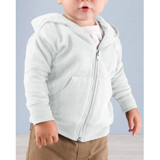 3446 Infant Hooded Zip Front Sweatshirt With Pockets, White, Size, 6