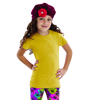 Picture of LAT Sportswear 2616 Girls Fine Jersey Longer Length T-Shirt - Yellow&#44; Extra Large