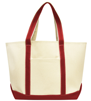 8872 Carmel Xl Boat Tote- Natural & Red - One Size