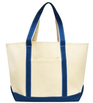 8872 Carmel Xl Boat Tote- Natural & Royal - One Size
