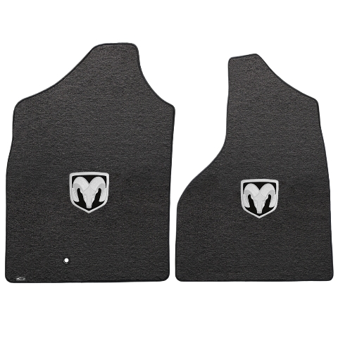 Ram Pickup 2003-2009 2 Piece Front Ebony Velourtex Silver Ram Logo Mat - Ebony