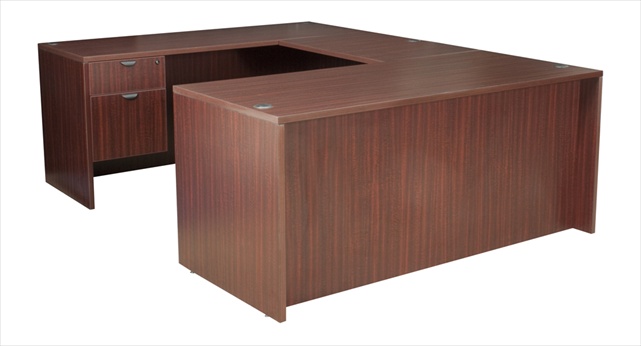 Picture of Regency LUD7135MH U-Desk & Bf Peds And 47 In. Bridge - Mahogany