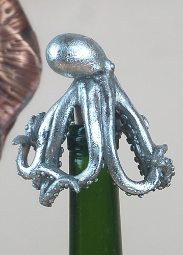 Unison Gifts SHD-352 3.5 H in. Silver Octopus Bottle Stopper