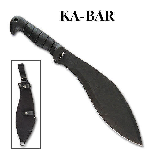 Kabar Kukri Black With Leather Sheath