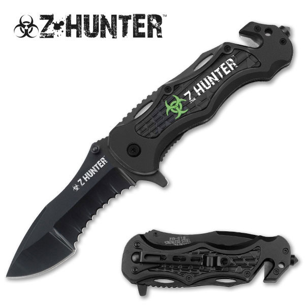 Picture of EdgeWork Z-Hunter Black Tactical Rescue Assisted Opening Pocket Knife