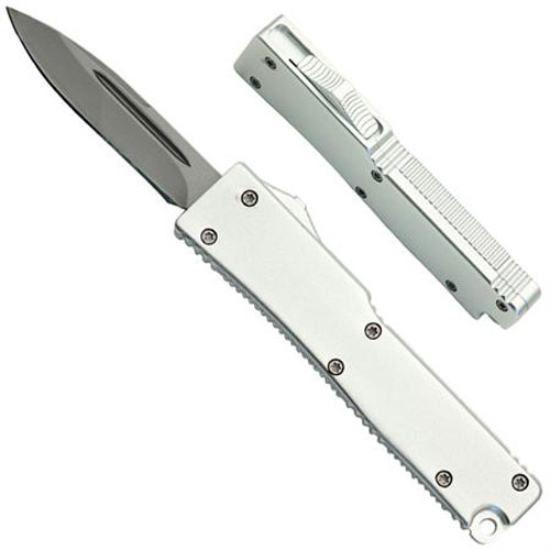 Electrifying California Legal OTF Dual Action Knife, Silver