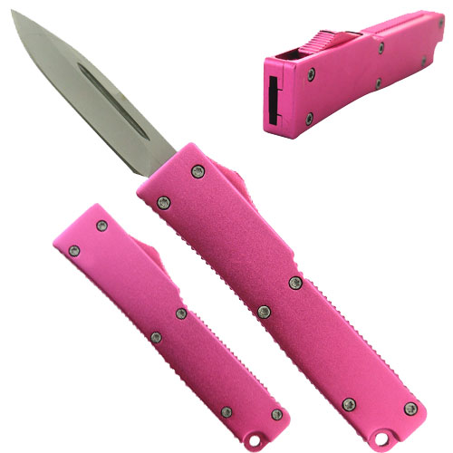 Electrifying California Legal OTF Dual Action Knife- Pink