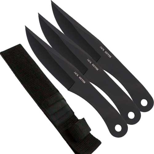 8.5 In. Overall Jack Ripper Throwing Knives Set - Black, 3 Piece