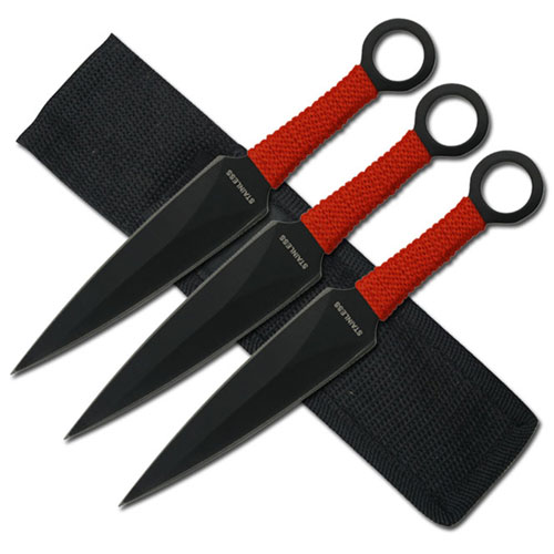 6.5 In. Anime Kunai Knives - 3 Piece, Red