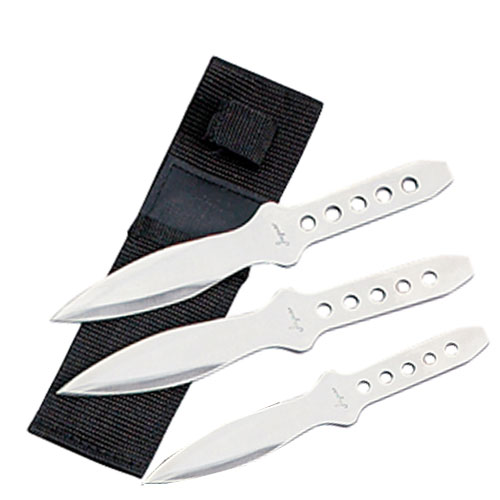 Stainless Steel Throwing Knives With Sheath - Silver- 3 Piece