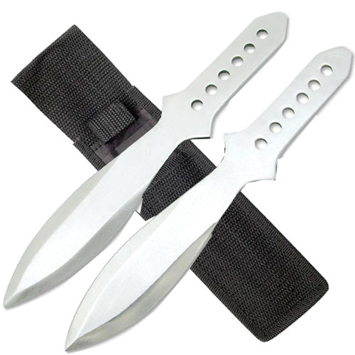 10.5 In. Throwing Knives With Sheath Set - Silver, 2 Piece