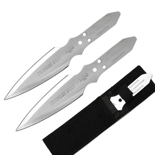 Double Edged Throwing Knife Set With Nylon Sheath, 2 Piece