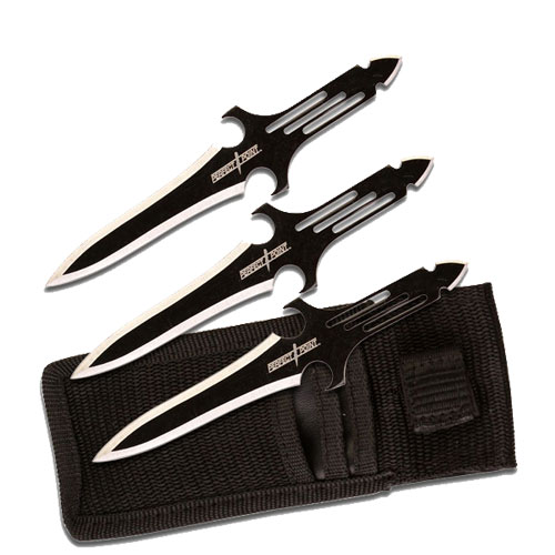6.5 In. Dark Knight Threat Throwing Knife Set, 3 Piece