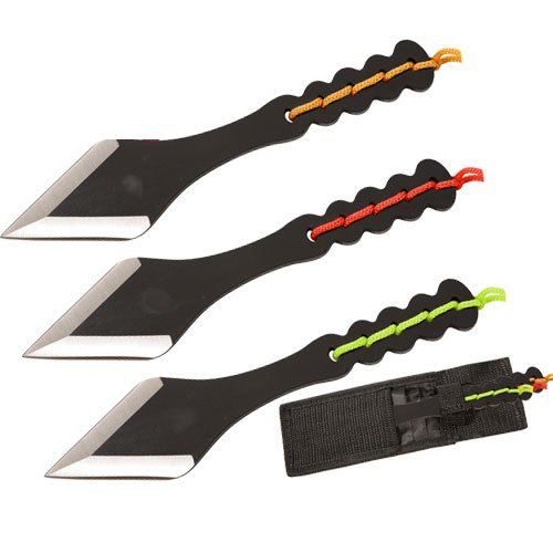 7 In. Throwing Knives Set - Black- 3 Piece- Two Tone
