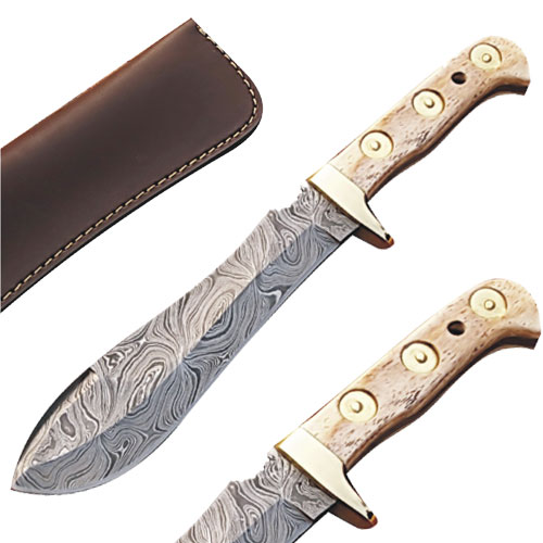 Custom Made Damascus Steel Puma Hunting Knife
