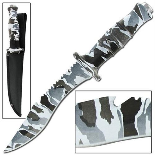Jungle Survival Outdoor Hunter Arctic Camo Bowie Knife