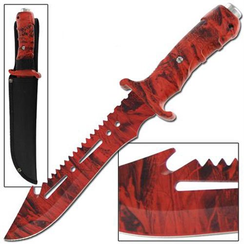 Ultimate Extractor Bowie Survival Red Camo Knife
