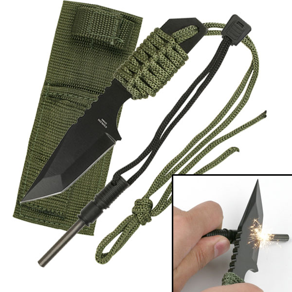 Fire Starter Hunting Camping Knife With Flint - 5 Mm. Thick Blade