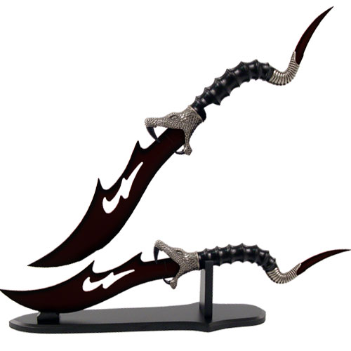 Black Blade Snake Dagger With Stand
