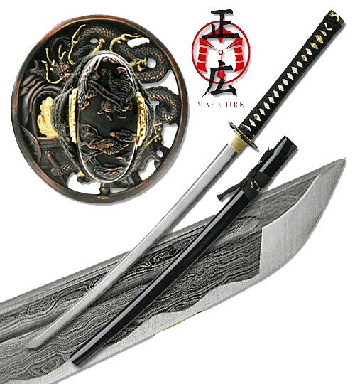 Picture of EdgeWork Masahiro Folded Steel Samurai Sword 1000 Plus Layers Dragon
