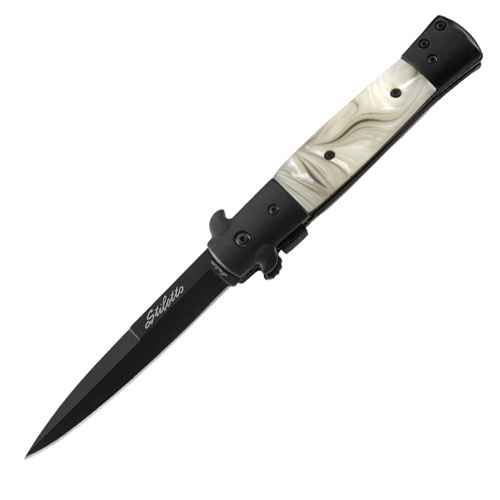 Stiletto Spring Assist Knife - White Pearl