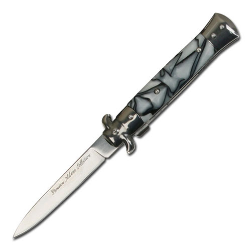 Premium Milano Collection Spring Assist Knife - White & Black