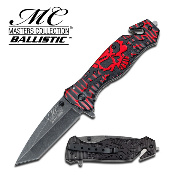 Red Collection Skull Tanto Spring Assist Knife