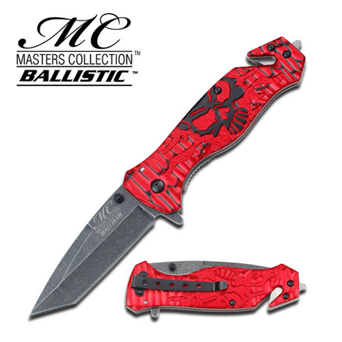 Rescue Spring Assisted Folder Knife - Black Skull Handle