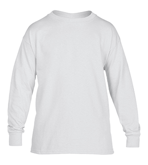 G5400B Heavy Cotton Youth Long Sleeve Tee- White- Medium