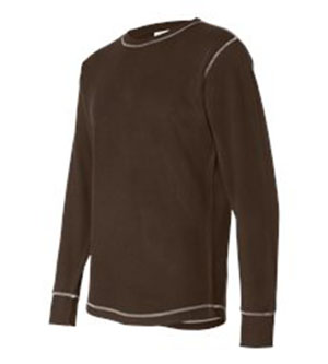 J America J8238 Mens Vintage Long Sleeve Thermal Tee- Brown- 3x