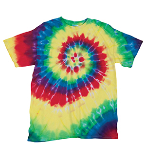 200MS Tie Dye Multi-Spiral Adult Tee - Classic Rainbow- 2X