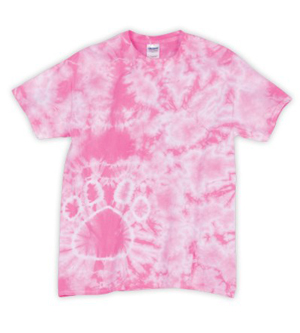 200PR Gildan Pawprint Tee - Pink - Extra Large - Unique Tie-Dye Design