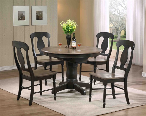 Round Dining Table- Grey Stone & Black Stone