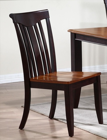 Modern Slat Back Dining Chair Wood Seat- Whiskey & Mocha - Pack Of 2 -  Iconic Furniture, CH51-WY-MA