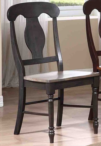 Napoleon Back Dining Chair Wood Seat- Grey Stone & Black Stone - Pack Of 2 -  Iconic Furniture, CH53-GRS-BKS