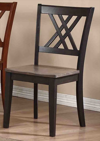 Double X-Back Dining Chair Wood Seat- Grey Stone & Black Stone - Pack Of 2 -  Iconic Furniture, CH56-GRS-BKS