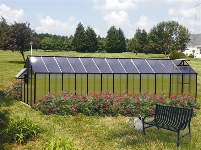 Picture of Riverstone Industries Monticello MONT-24-BK-MOJAVE 8 x 24 Ft. Greenhouse- Black - Mojave