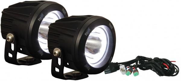 Picture of Vision X Lighting 9891729 Optimus Round Halo Black 1 10w LED 10 Degree Narrow 2 Light Kit