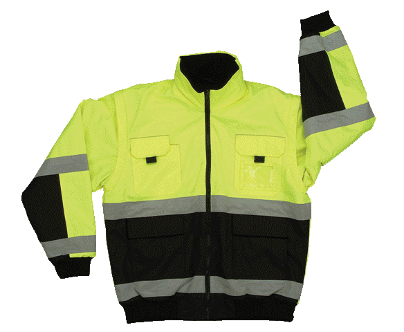 Picture of 2W 350C-3XXL Class 3 Reversible Bomber Jacket - Black & Lime&#44; XX-Large
