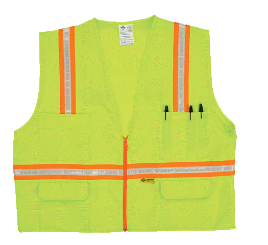 Picture of 2W 8048-A L Multi-Pocket Surveyor Vest - Lime&#44; Large